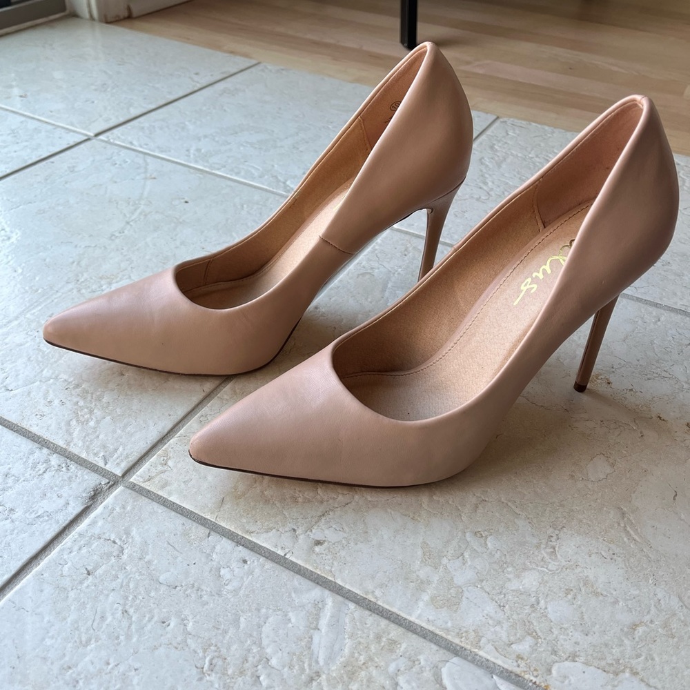 Lulu's Nude Pointed-Toe Stiletto Heels